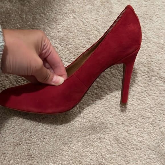 Like New Red suede Coach Heels Size 5.5 - Picture 5 of 6